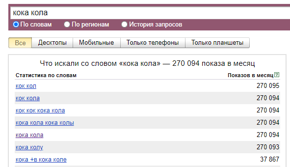 Кока-кола более популярна, чем пепси. По данным Wordstat, запросов на него более чем в два раза больше.